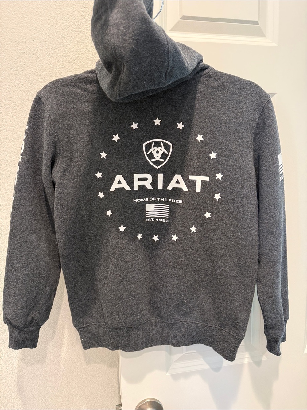Ariat boys Charcoal Gray Hoodie with Logo - Picture 5 of 7